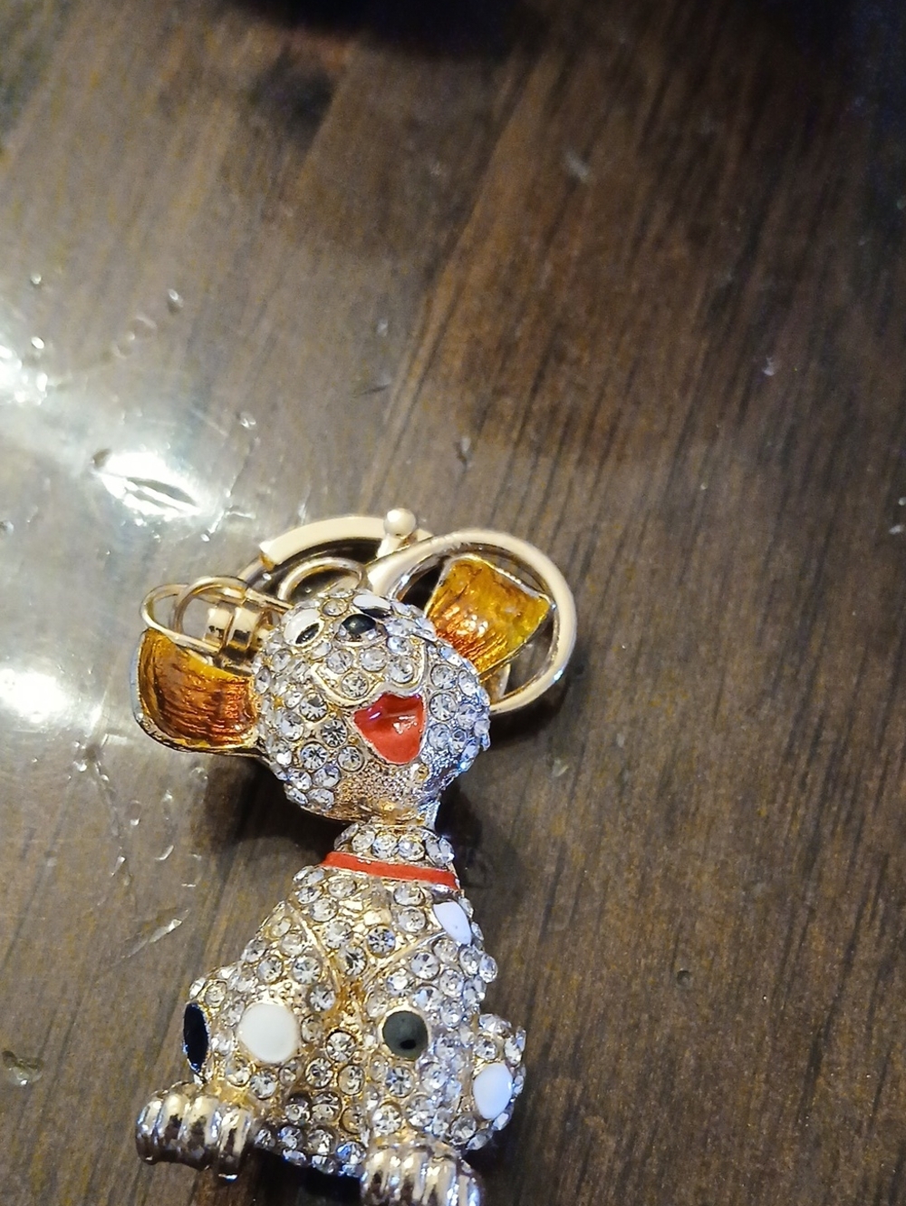 Crystal Encrusted Dog Keychain Charm in Gold and Amber NWT